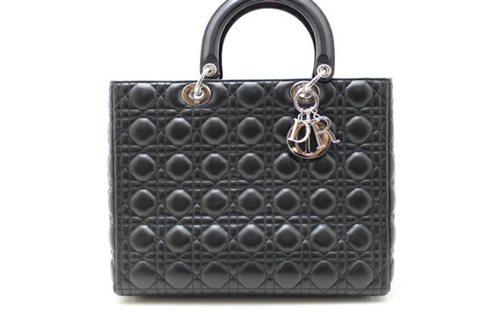 Christian Dior Bag Handbag Cannage Lambskin Black SV